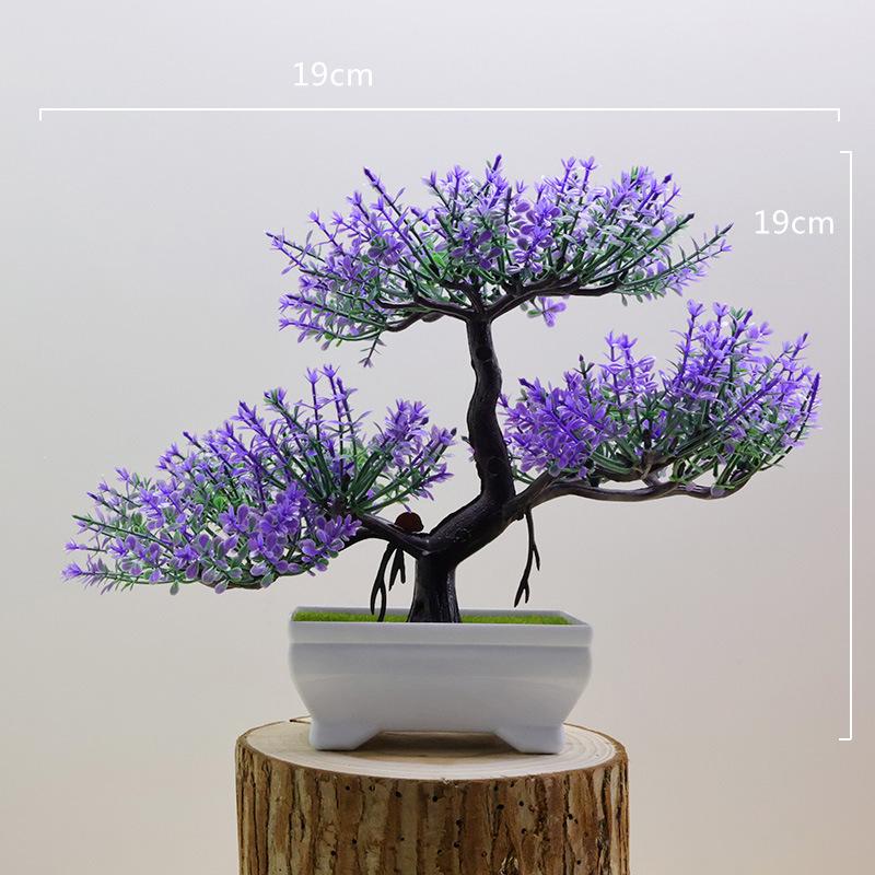 Artificial Bonsai Pine Decor, Multicolor Plastic Fake Potted Plant for Table Home Decoration