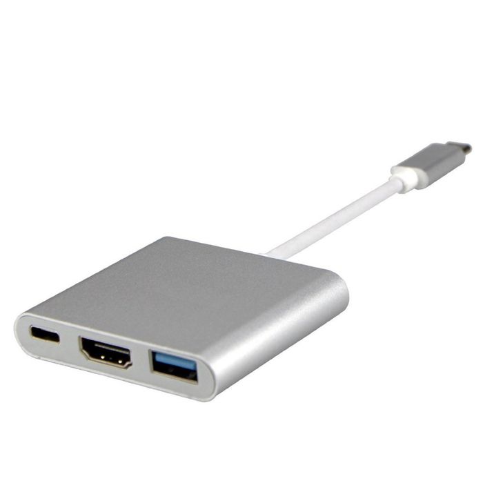 INF USB-C Multiport Adapter for USB, USB-C (USB PD), Compatible 4K HDMI, Silver