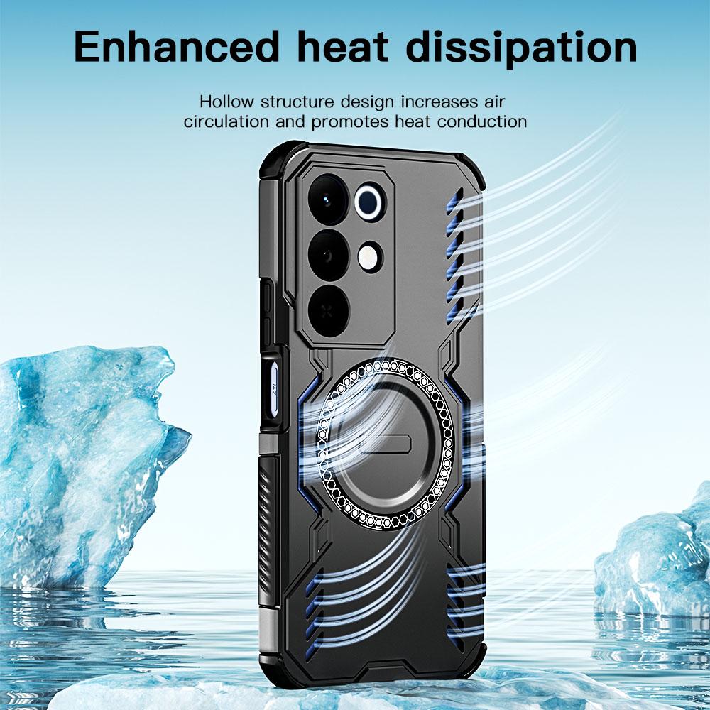 KEYSION Hollow Heat Dissipation Case for Realme C85 5G Silicone+PC Magnetic Cooling Shockproof Phone Cover for OPPO Realme C85