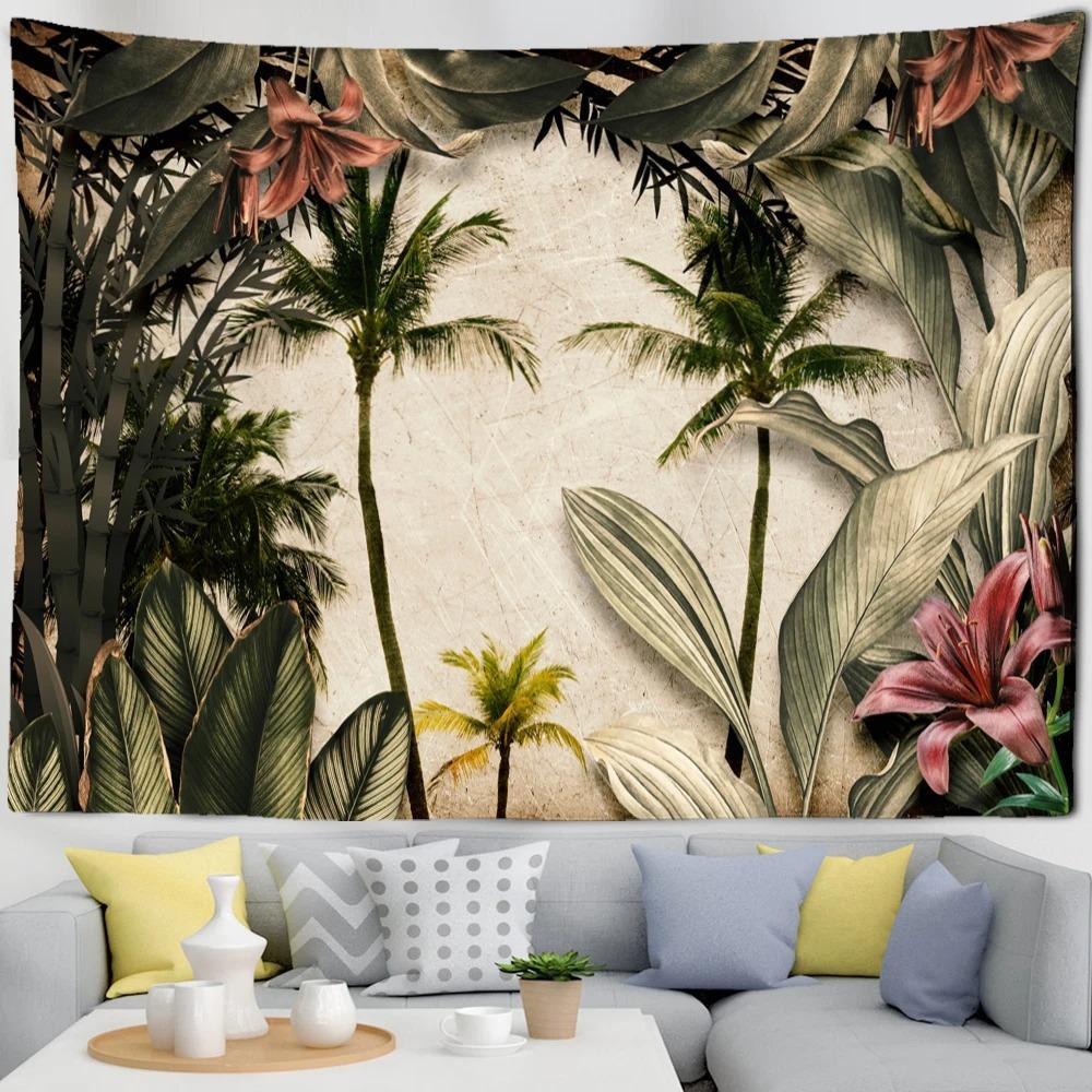 Tropical Plant Garden Wall Hanging Bedroom Wallpaper Living Room Decoration Cloth Hanging Cloth Wall Hanging