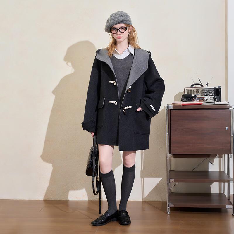 Westlink Women's Color-Block Hooded Toggle Wool Coat