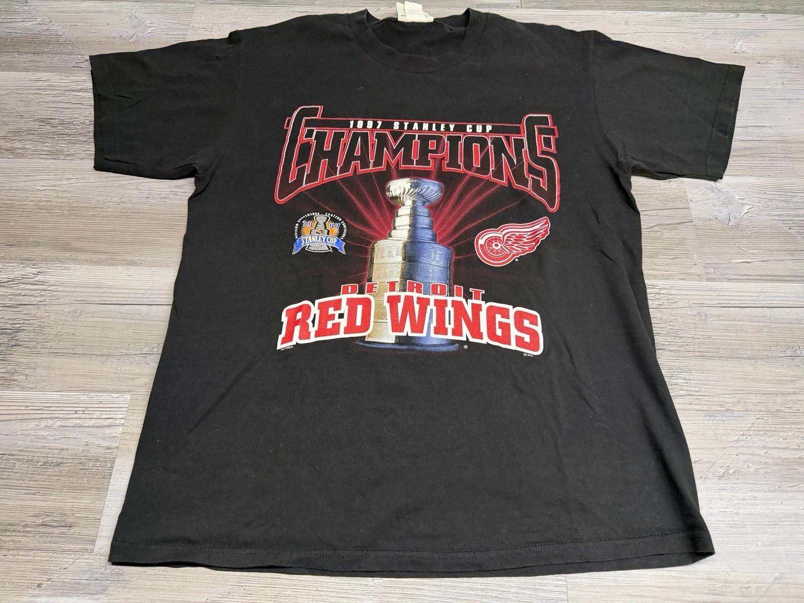Винтажная футболка Detroit Red Wings 1997 г., размер L, черная, Чемпионы Кубка Стэнли NHL Lee 3XL