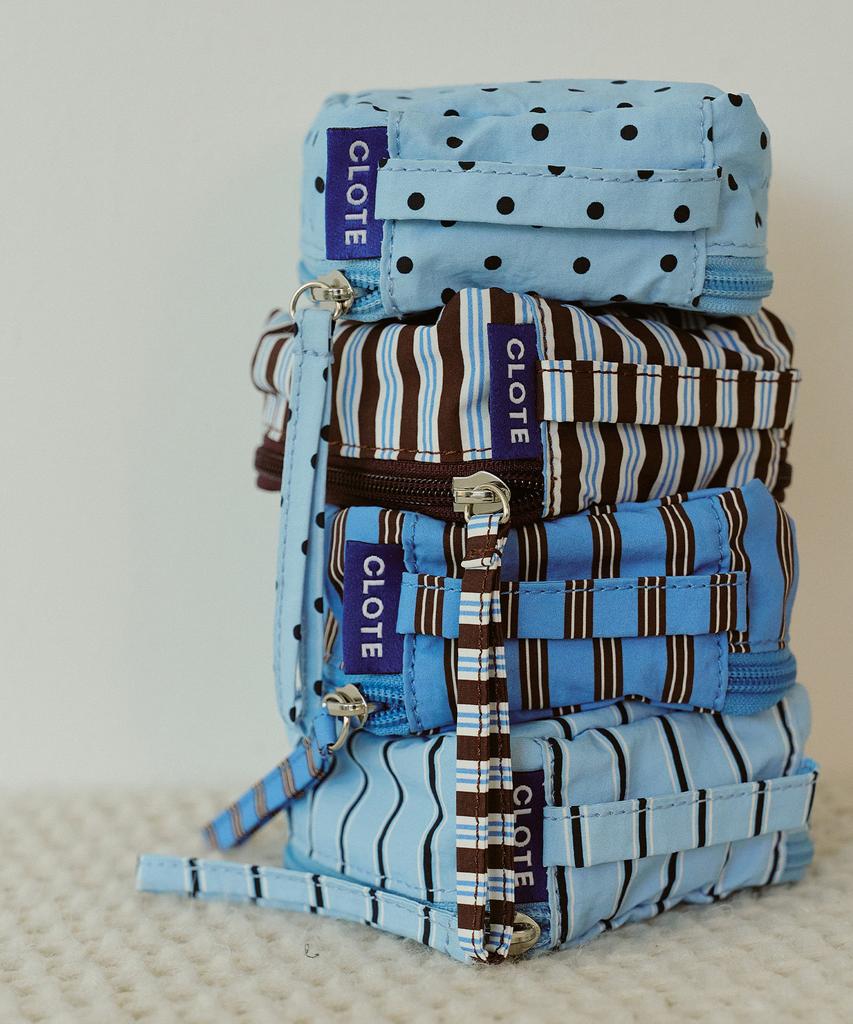 Clote Mini Cube Pouch - Striped Dark Blue