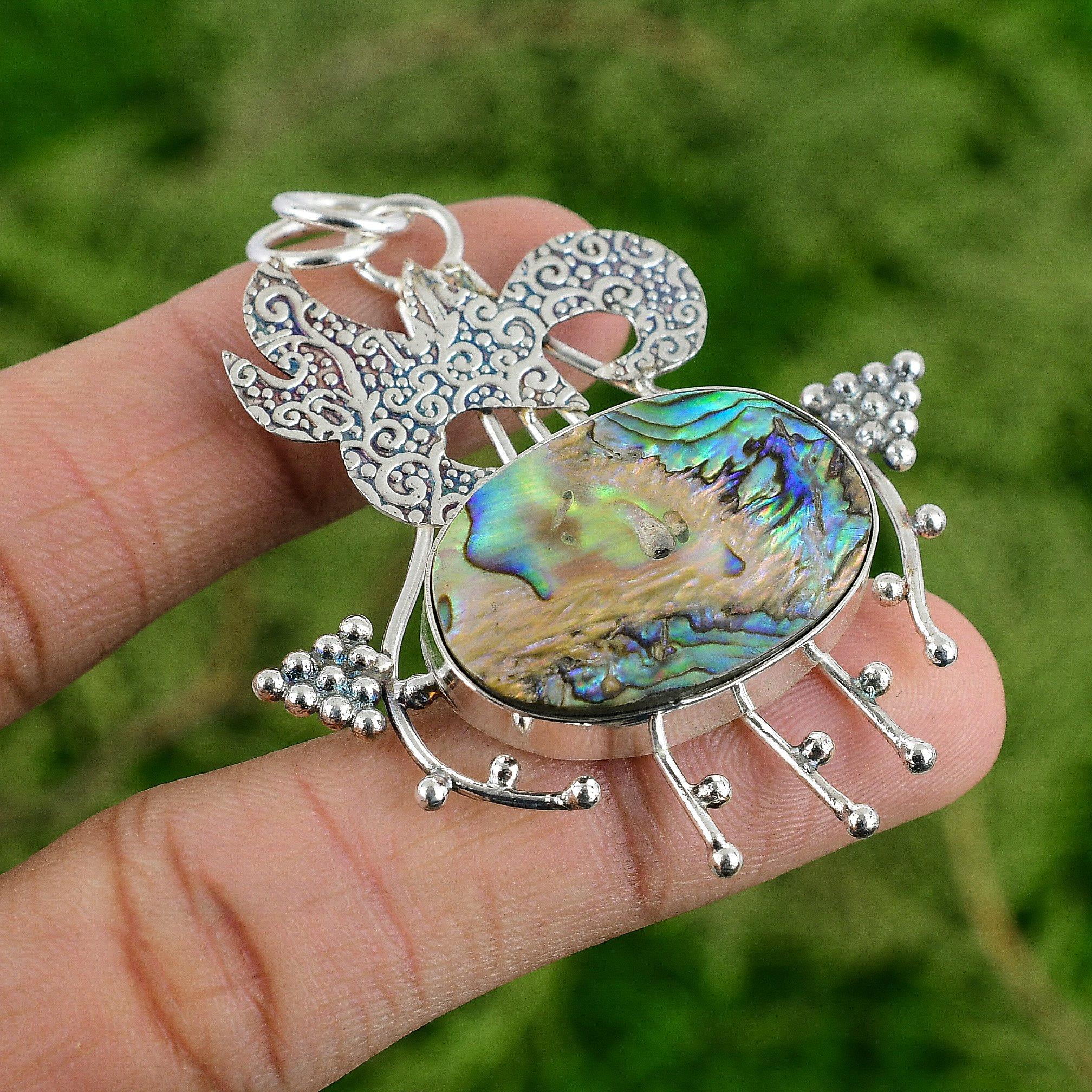 

Oval Abalone Shell Stone 925 Silver Engagement Birthday Wedding Elegant Pendant