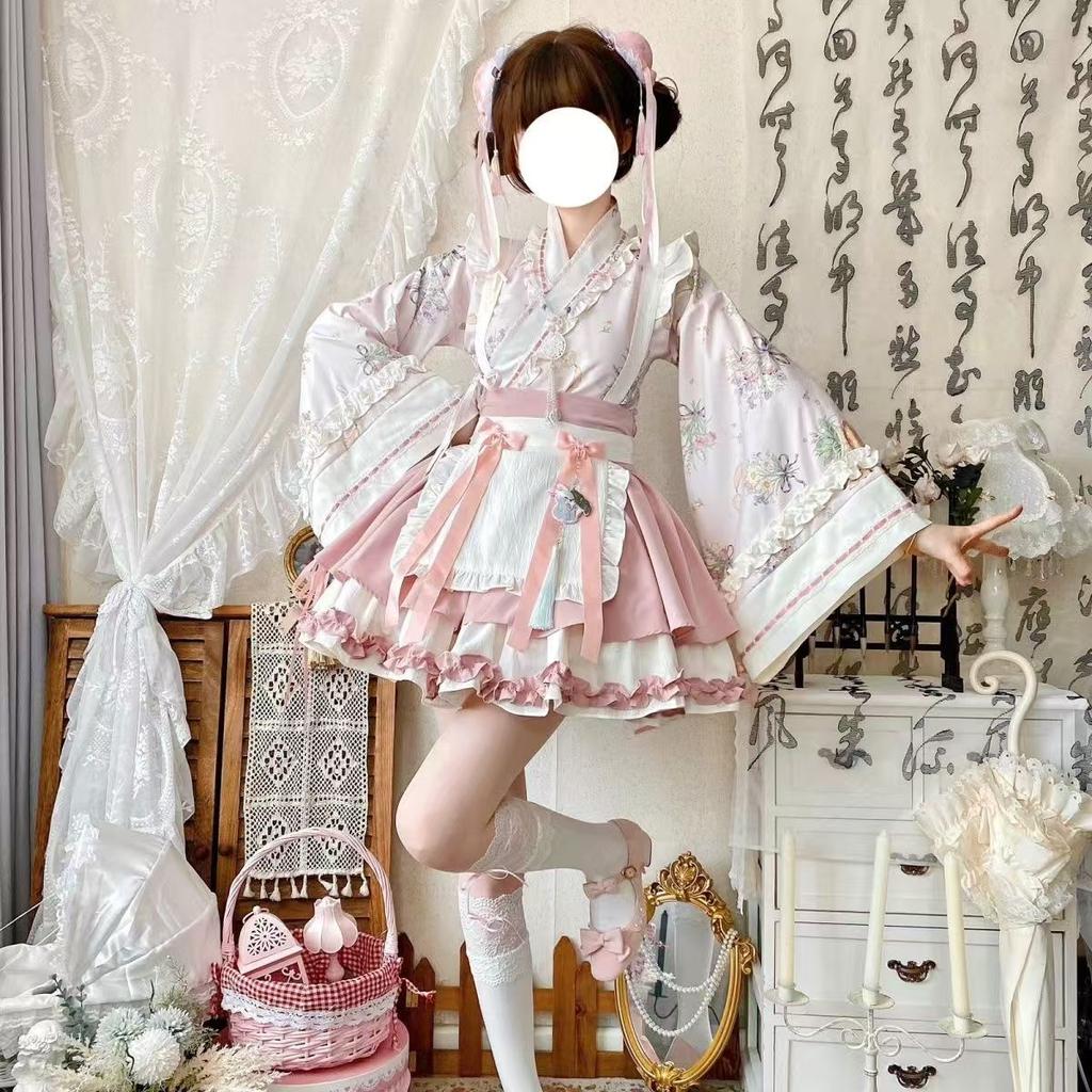 Lolita Styl Modifikovaný Hanfu Oblek Gradientní Barva Oblek s Krátkou Sukní