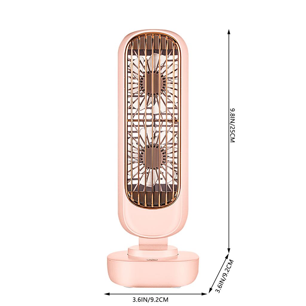 Retro Double-Leaf Tower Fan,Desktop Fan Vertical Portable Charging USB Small Fan