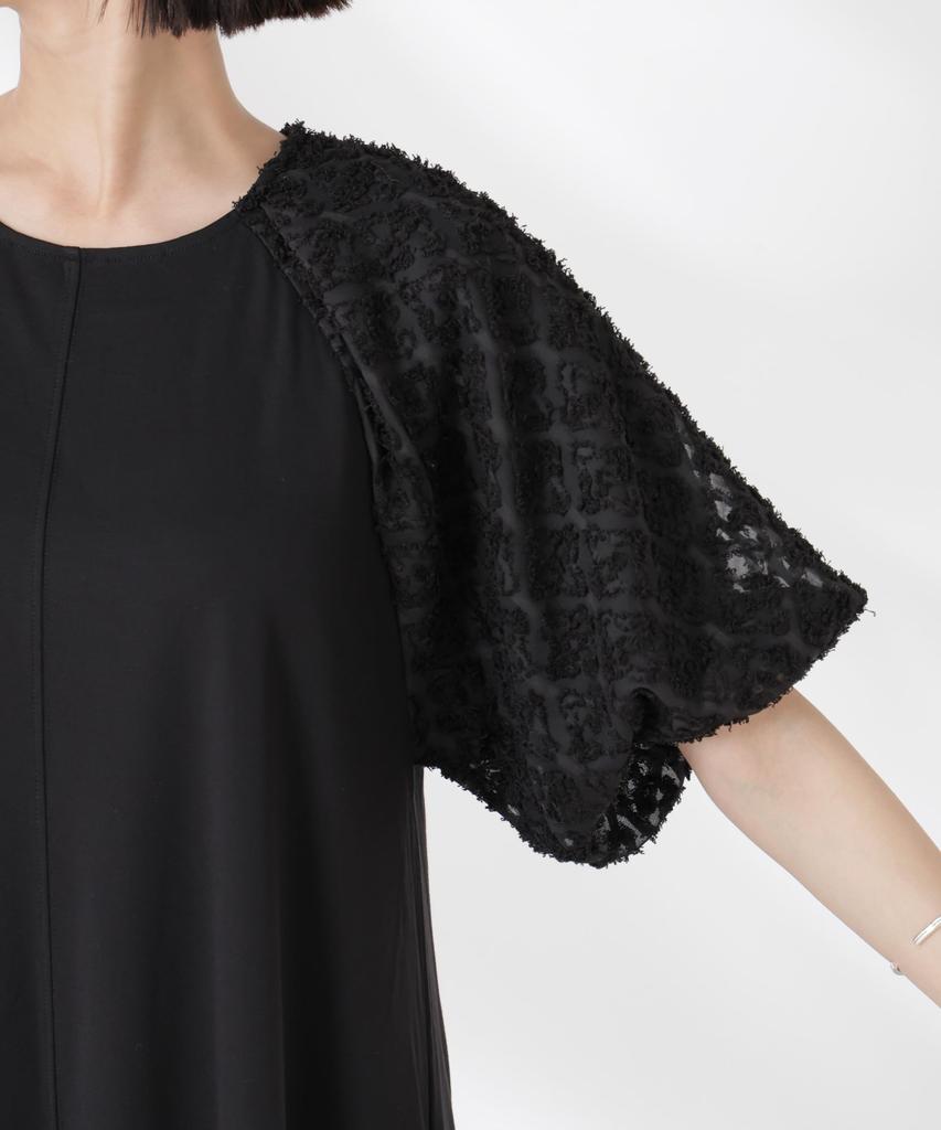 Nano Universe Women's Balloon Sleeve Combination Cut Dress, F 040, Beige, 673-5119341