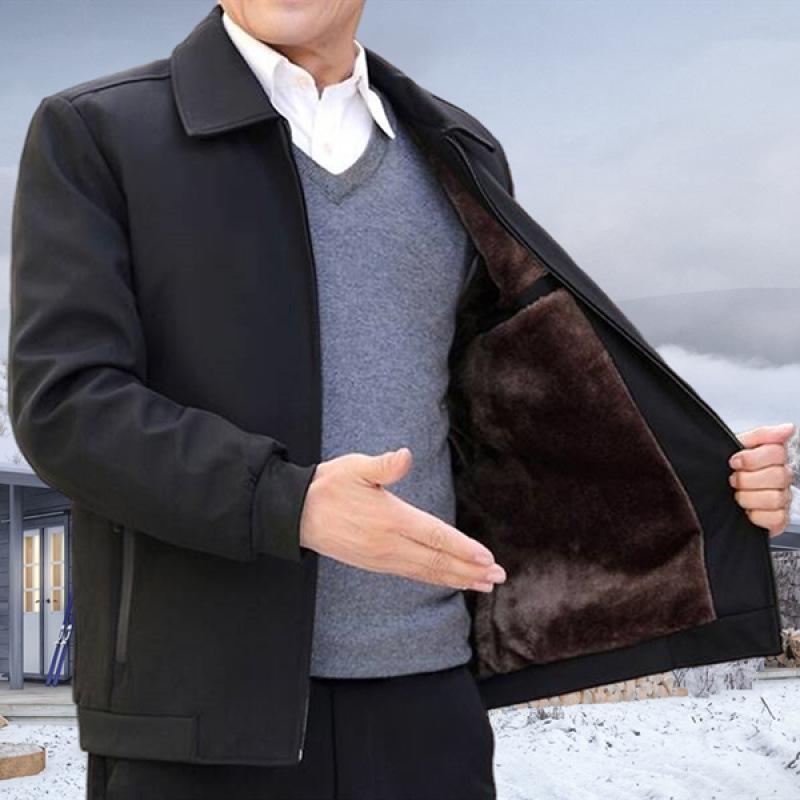 Dad's Thickened Velvet Autumn and Winter Chenille Middle-aged and Elderly Men's Casual Jackets and Elderly Men's Jackets