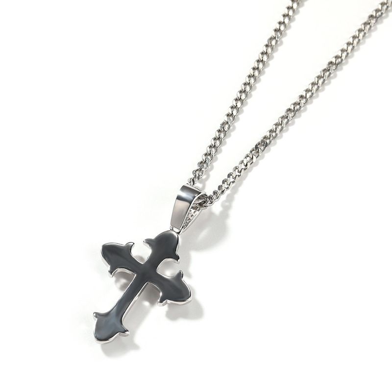 Fashion Copper Inlaid Zircon Men's and Women's Cross Pendant