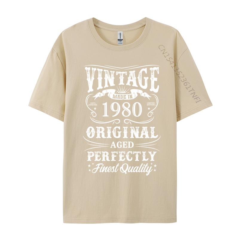 Men's T-Shirt 1980 Original Birth Year Vintage Made In 1980 T-shirts Fitness Tight Tees New Arrival Print Slim Fit Tops Shirt