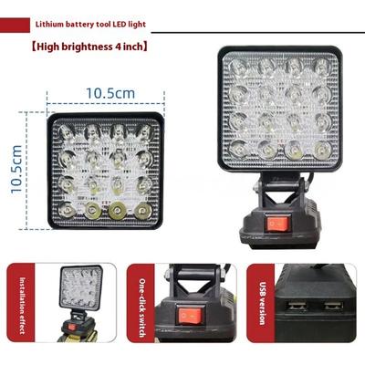 Universal LED Work Light USB Charging Port For 14.4-20V Lithiums Batteries Foldable Design ABS Materials Lighting Tool