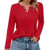 Women's T Shirt Solid Color Button Long Sleeve Daily Weekend Fashion Basic V- Neck Regular Top