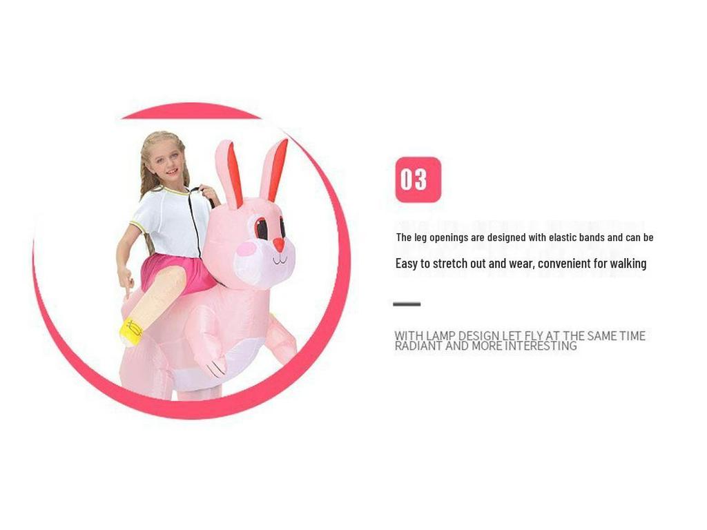 Cycling Style Full Body Easter Bunny Inflatable Costume - Blue Pink Festival Cosplay Doll