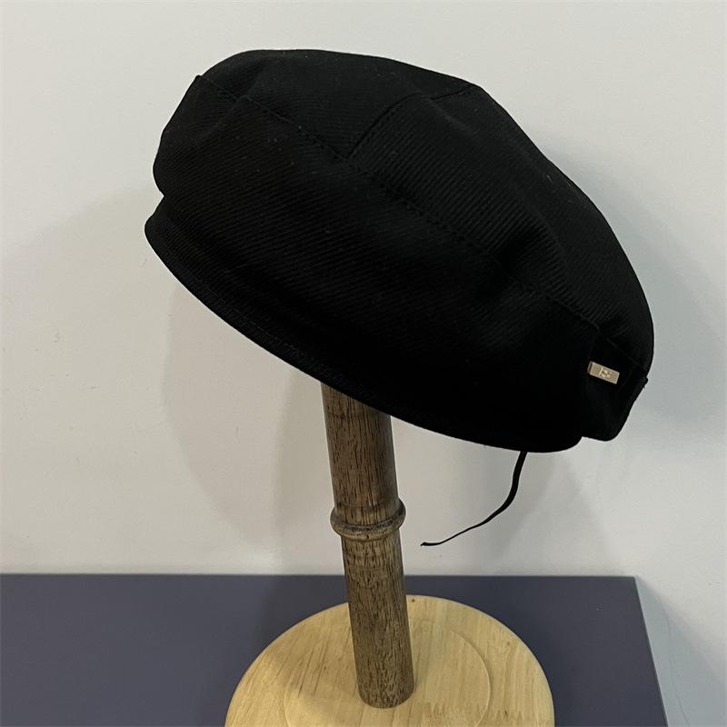 Vintage Tweed Beret Children's Autumn Painter Hat Solid Color Versatile Stewardess Hat Bud Hat