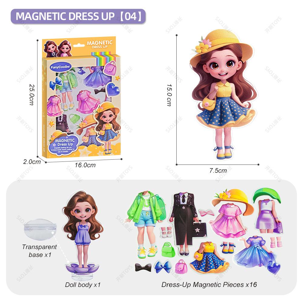 Princess Grain Magnet Stickers DIY Magnetic Sticker Clothing Change Doll Toy Girl Magnetic Attraction Dress Up Gift