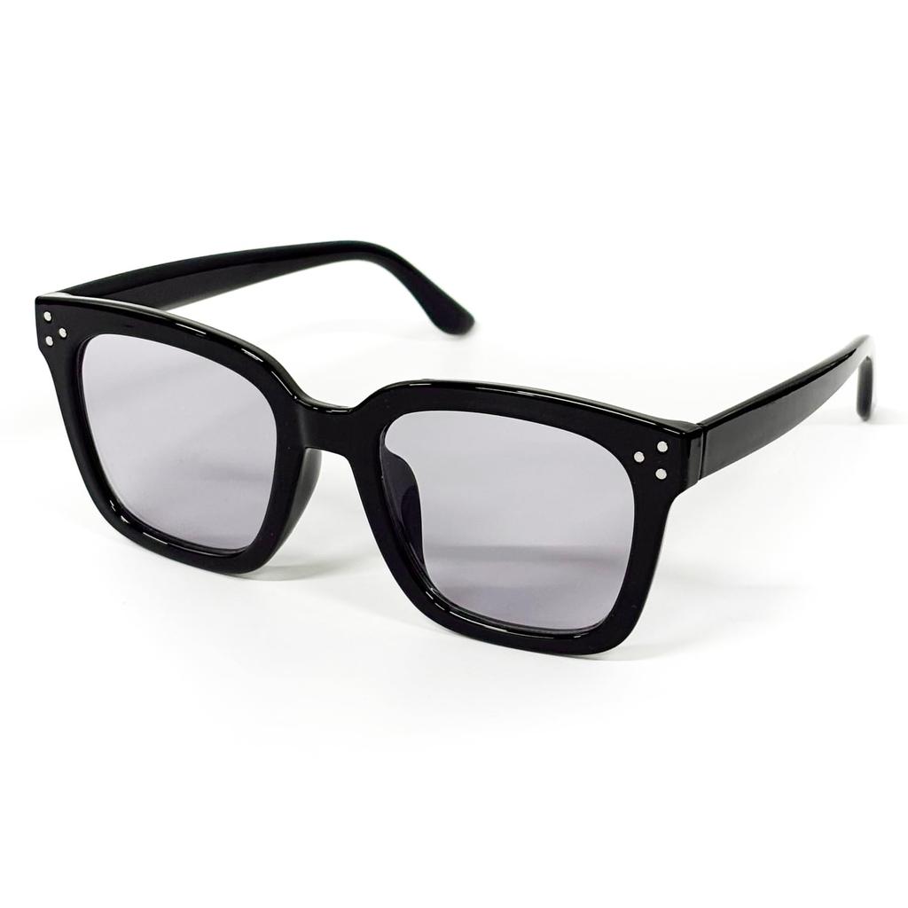 [FashionBerry] Black X Mid Gray Sunglasses for Men, Big Wellington Style, 99% UV Protection, Colored Lenses, Square Frame, Large Black Rim, Stylish,