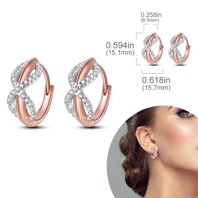 Silverfärgad U-formad dubbelbåge örhängen Cz Cubic Zircon Sparkling Pave Stud örhängen för kvinnor Mode smycken present