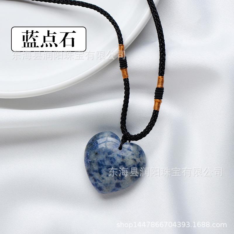 Natürlicher Kristall Liebesanhänger, Achat Halbedelstein 3cm Pfirsichherz Halskette herzförmiger Schmuckanhänger, Fabrikmode