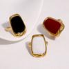 Stainless Steel Geometric Open Ring for Women Men Simple Vintage Enamel Irregular Finger Ring Exquisite Casual Versatile Jewelry