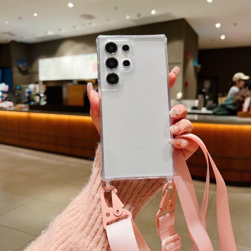 

Strap Case For Samsung Galaxy S24 Ultra S22 Plus S21 S23 FE A55 A35 A14 A54 A15 A34 Acrylic Transparent Crossbody Lanyard Cover Galaxy S24&Case & Strap