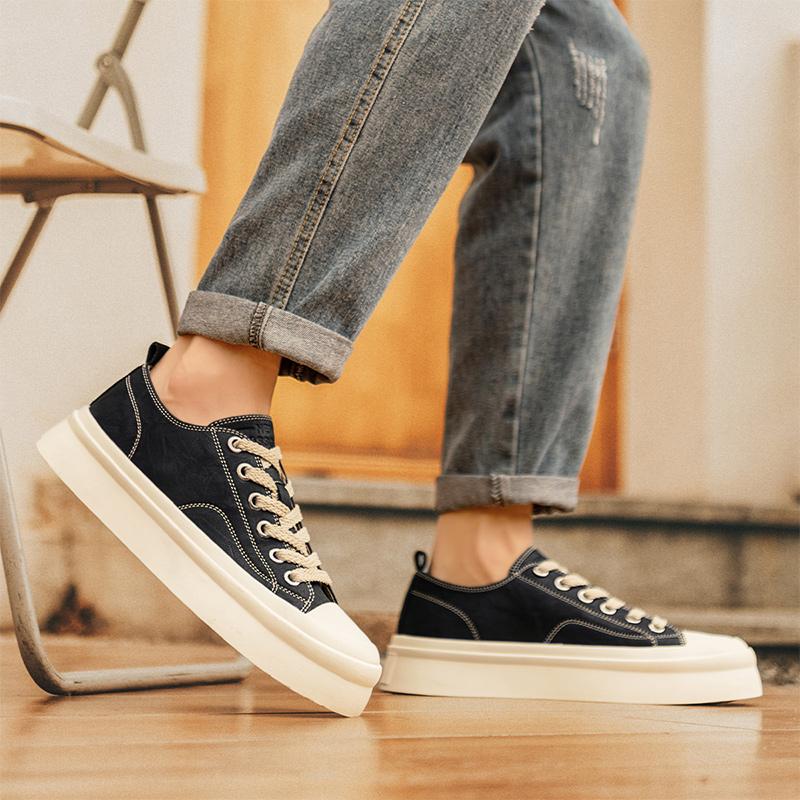 New casual men's Leather board shoes Trendy minimalist design style Daily office outdoor fashion party Youth quality Black shoes