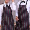 Oil-proof Chef Apron Waterproof Cleaning Bib Stripe Design Adjustable Polyester Cotten with Tool Pockets Wear-resistant for Men Women Oil Stain