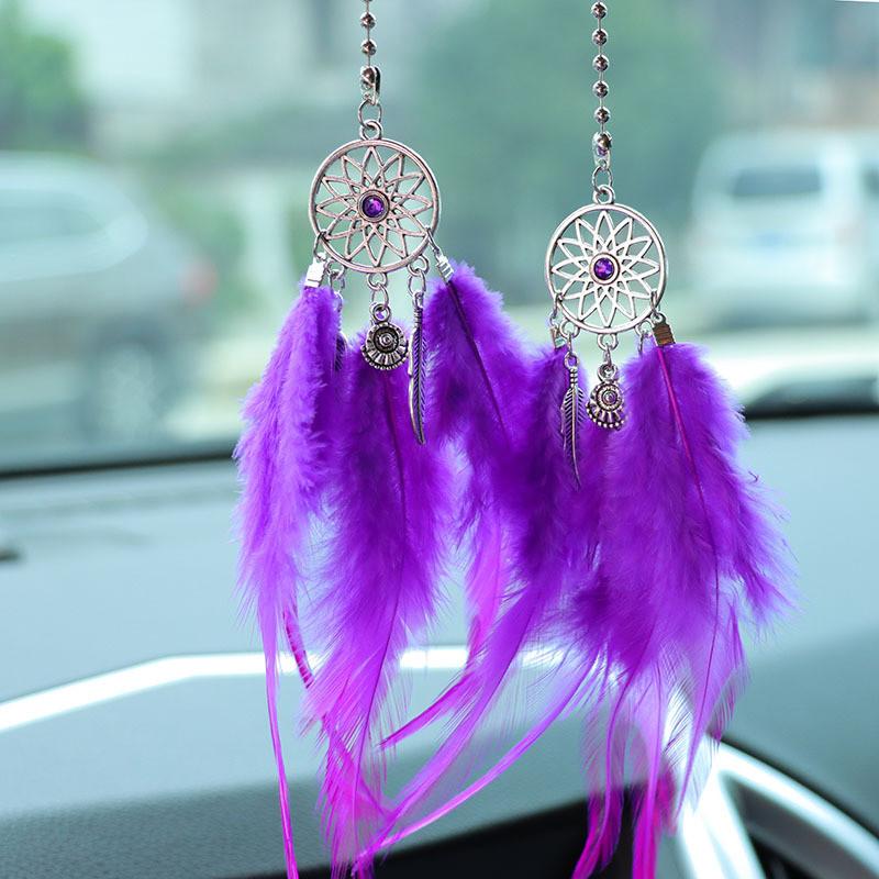 Feather Car Rearview Mirror Handing Pendants Dream Catcher Alloy Decoration