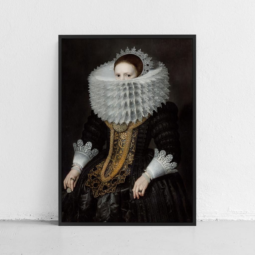 Plakat portret gorset koronka