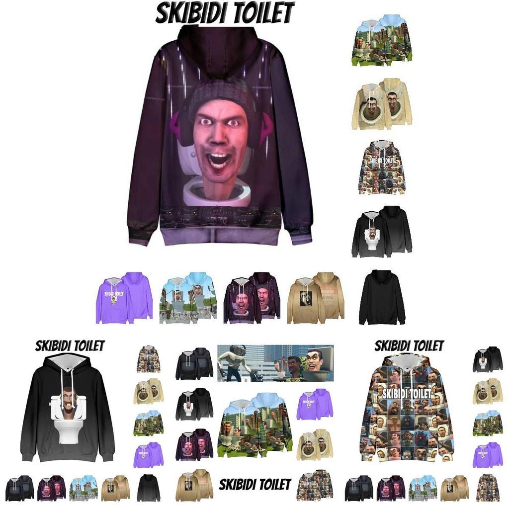 Skibidi Toilet Funny Casual Hooded Sweatshirt Creative Game Print Multiple Styles To Choose From