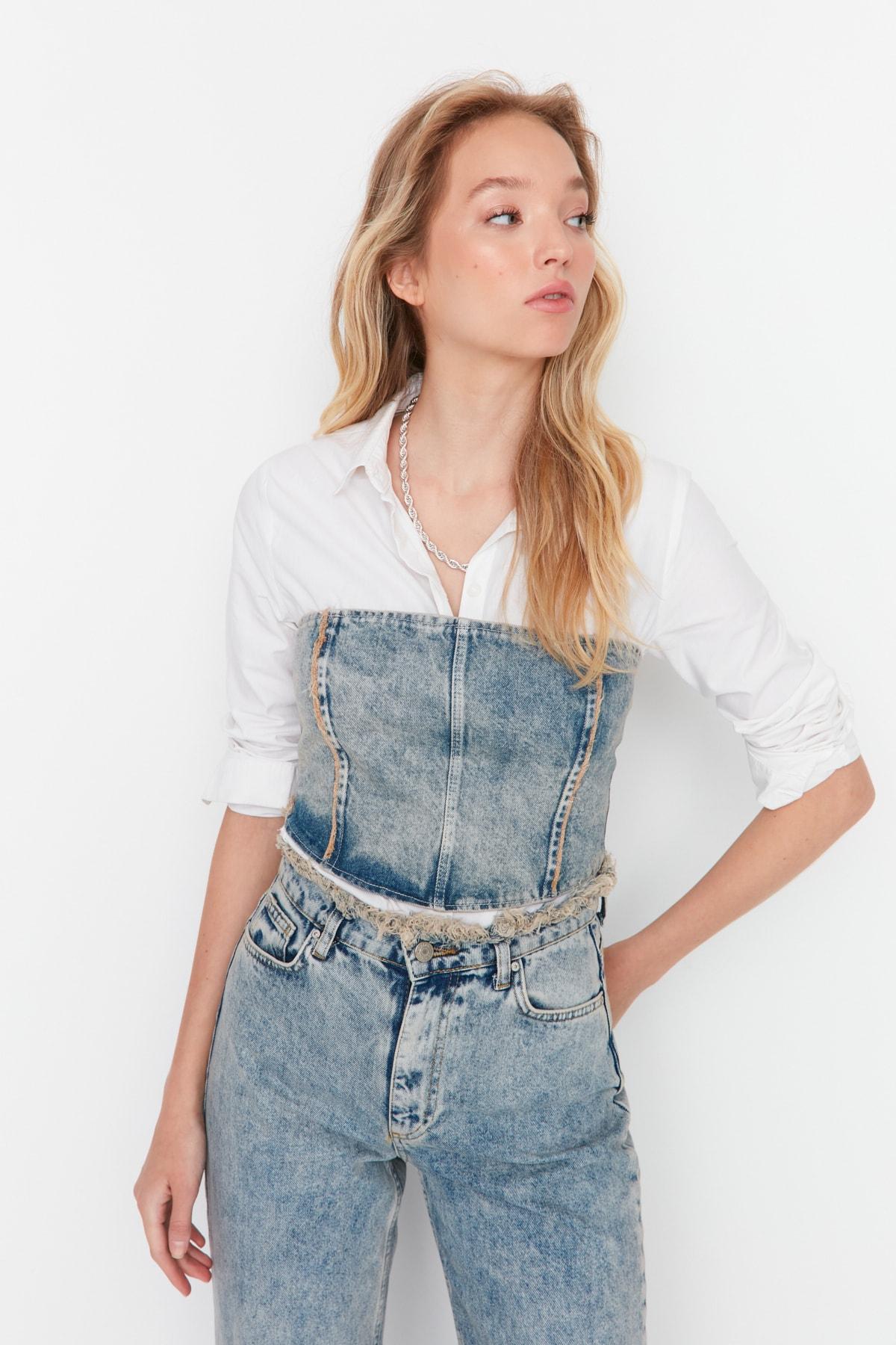 

Blouse - Blue - Fitted