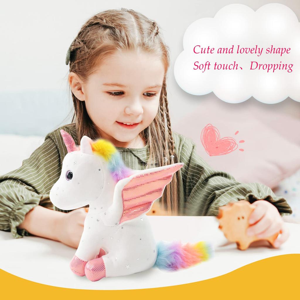 Sew Butiful 8"/20cm Unicorn Stuffed Animal - Cute Plush Toy Gift for 3-8 Years Old Girls, Soft Birthday Present for Baby, Toddler, Kids, Decor (White)