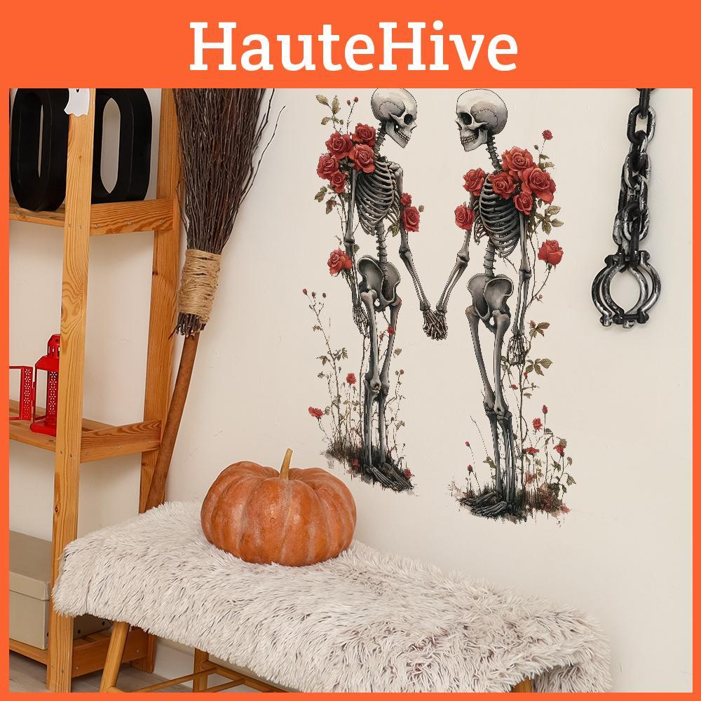 Rose Halloween Romantic Skull Wall Decal For Bedroom And Home Office Decoration