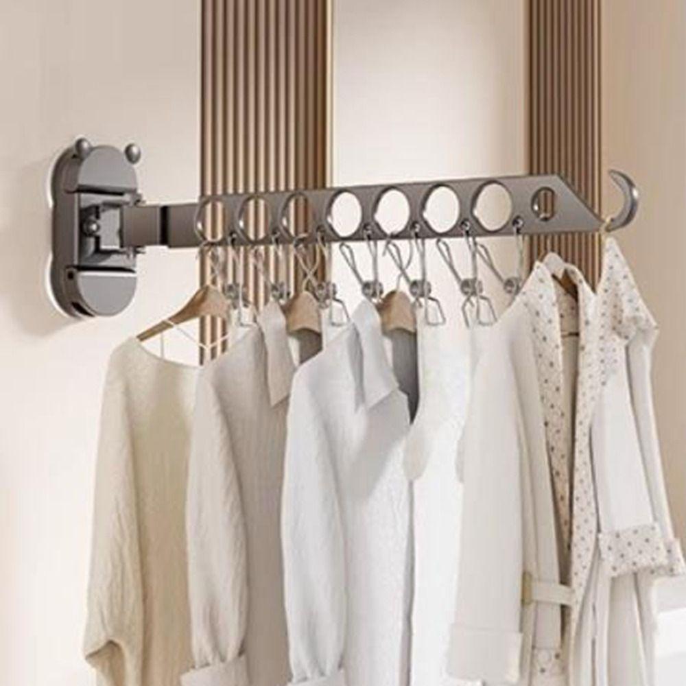 8 Holes Suction Cup Clothes Drying Rack Space Aluminum Multi-clip Hangers  Bathroom