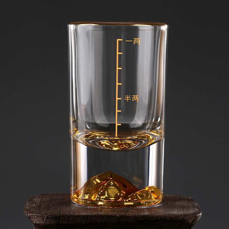 6 stk Sett 50ml Luksuriøst Gullkantet Vinglasssett Tykk Bunn Brennevinsglass Kreativt Gullfjell Shotglass Cognac Likør Krus