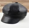 Leather Beret, Leather Octagonal Hat, Pu Leather Painter Hat, Retro Student Painter Hat, Youth Hat