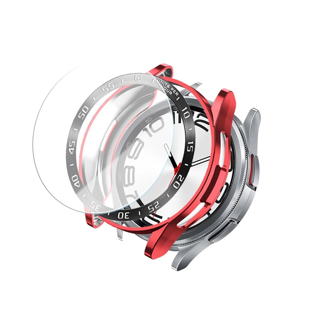 Tempered Glass+Bezel+Case for Samsung Watch 6 Classic 43mm 47mm Cover TPU Bumper All-Around Protector Clear Scratch Screen Shell