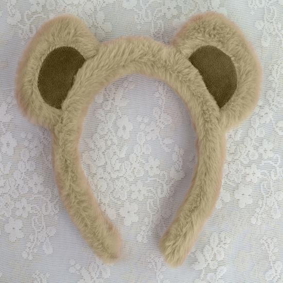Yousheng Girl Bear Ears Decor Headband Cartoon Plush Hair Hoop Makeup Washing Face Halloween Cosplay Headband
