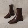 Krazing Pot Mikrofaser Herbst Winter Schuhe Dicke Mittelhohe Absätze Größe 43 Chelsea Boots Aprikose Reißverschluss Stiefeletten