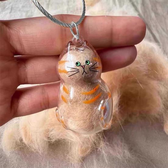 Bottiglia per Conservare Peli di Gatto Trasparente Portachiavi Ricordo di Pelo di Animale Domestico per Collezionare Peli di Gatto Cane Urna Memoriale per Animali Domestici per Amanti dei Gatti