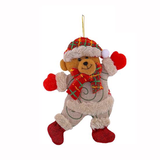 Small Christmas Doll Ornaments Fabric Snowman Santa Claus Bear Reindeer Xmas Tree Ornaments Rustic Doll Hanging Decor for Holiday Party Supplies