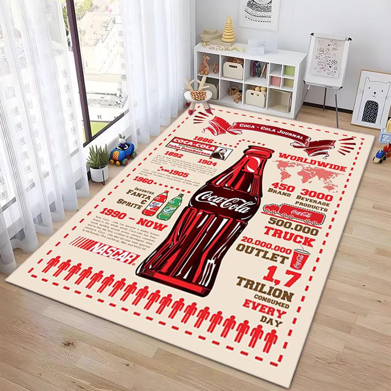 Christmas Gift Halloween Themed Cola Beverage Coca Cola Carpet Is Suitable for Living Room and Bedroom Doormats Office Balcony Decorative Carpet V26