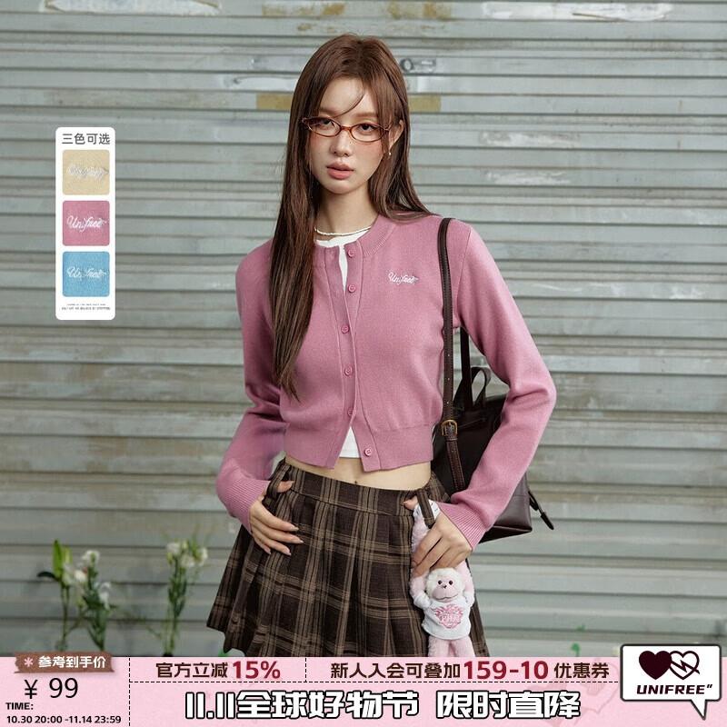 UNIFREE Women s Preppy Slim-Fit Short Knit Top XL