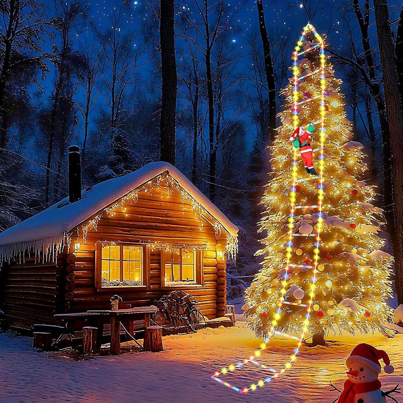 USB 8 Modes LED Lamp Christmas Decoration 3M Santa Claus Climbing Ladder String Lights  for Garden Cristmas Tree New Year Gift