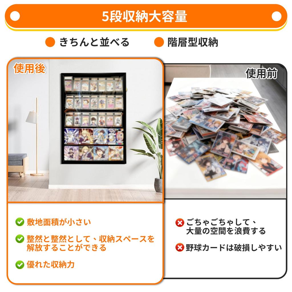 RLOAO Trading Card Display UV Large Card Premium Display Case with Lock and Opening Highly Fashionable and Holds 35 Trading Sun and Dust 62cm Wide x