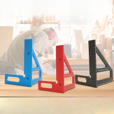 1 Stück Multifunktionale Holzbearbeitungslineal 45 ° Aluminiumlegierung Zeichenskala Rechter Winkel Messung Dreiecklineal 90 ° Zentrumsmarkierer
