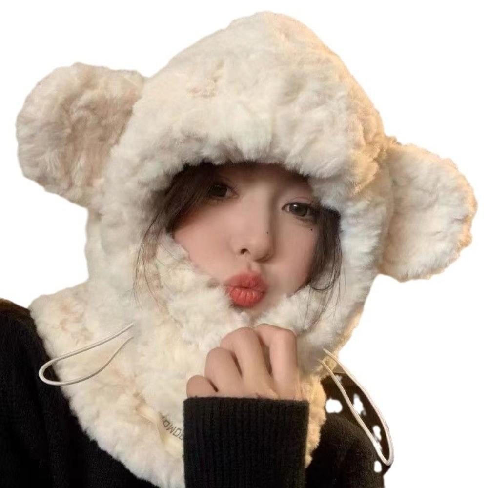 Ear Protection Winter Plush Hat Windproof Girl's Hat Hooded Scarf Fashion Earflap Bonnet Hat