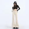 White High-Waisted Micro-Flare Women’s Jeans - Slimming & Loose Fit, Bell Bottom, Wide-Leg for Autumn/Winter 2024