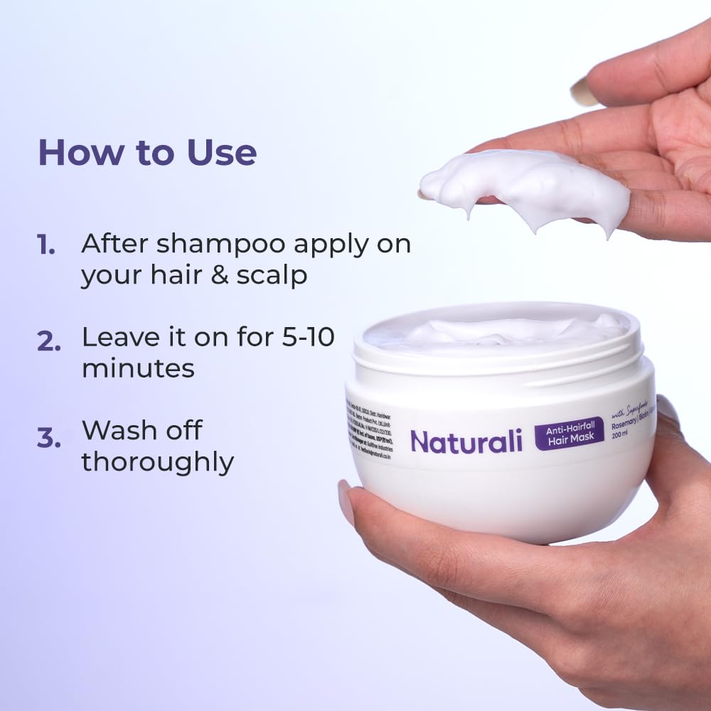 Naturali Anti Hairfall Hair Mask 200 ml Repair Damaged Hair Smooth Shine Lightweight Deep Conditioning For Weak Frizzy Hair