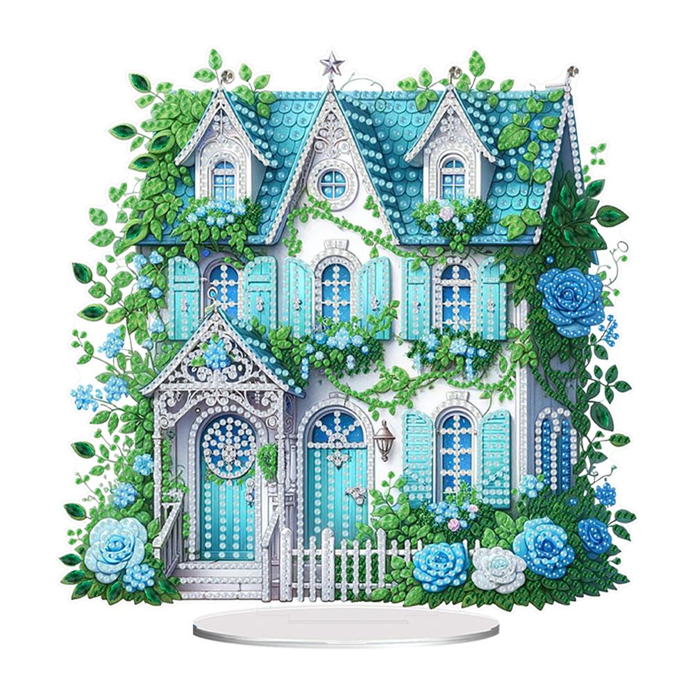 

Flower House Acrylic Diamond Painting Tabletop Ornaments Kit 5D DIY Diamond Art Tabletop Decorations for Adults Beginner