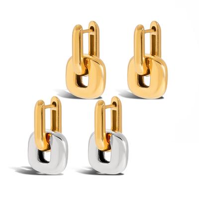 Youthway Two Color Oval Patchwork Drop Earring Stainless Steel Waterproof Ears Jewelry Modern Minimalist Metal Drop Earring